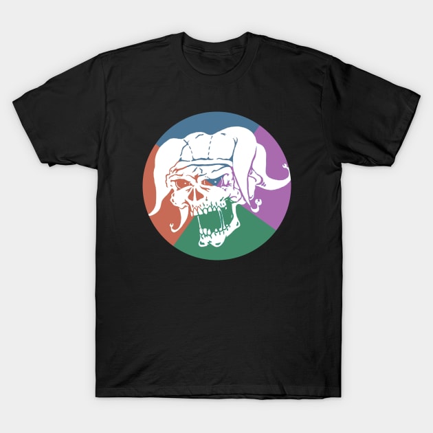 Skull Jester Laughing Pinwheel T-Shirt by PopSmarts